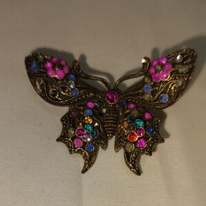 Elegant Butterfly Brooch with Multicolor Accents